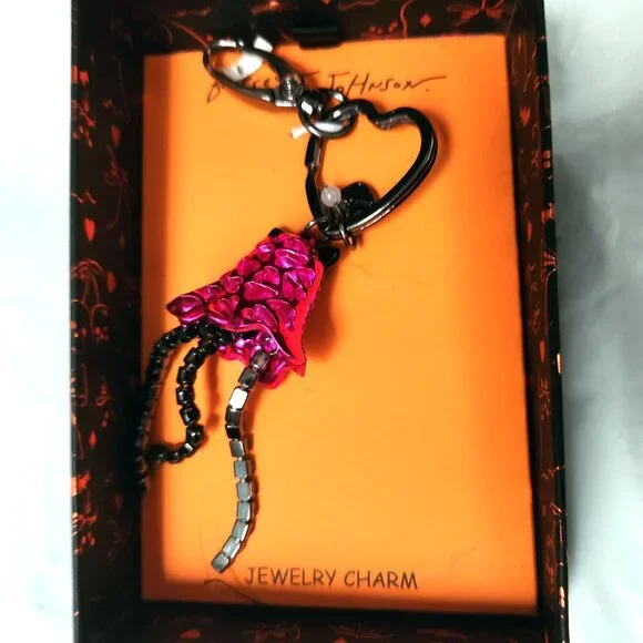 Betsey Johnson Pink Ghost Keychain/Bag Charm - NIB - Picture 3 of 4